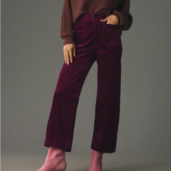 Anthropologie Pants - Anthropologie Maeve The Colette Cropped Wide-Leg Corduroy Pants Violet